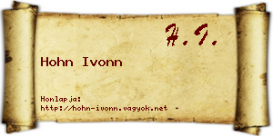 Hohn Ivonn névjegykártya